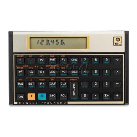 Hewlett Packard/Compaq HP Business/Financial Calculator, HEW, 1 Line x 10 Digit LCD Display Screen, Battery Power 12C